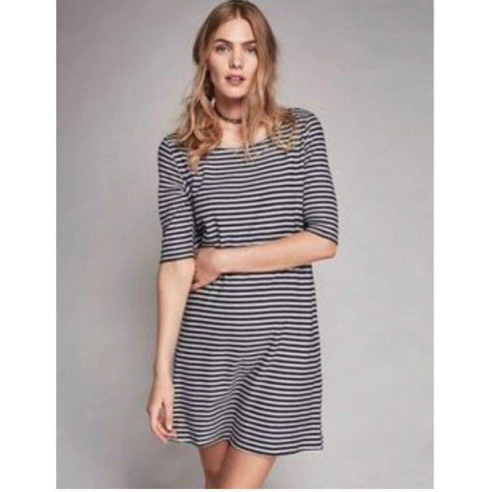 Free People We the Free Black & White Striped Frenchie T Shirt Dress. Size Small